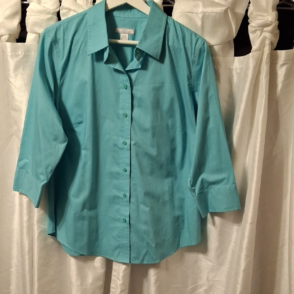 Lady Hathaway Turquoise Button-Down Shirt Lg